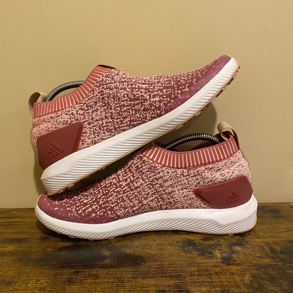 Adidas Cloudfoam Pure Pink Marled Knit Slip On Running Shoes B96354 Womens 7 - Picture 5 of 8